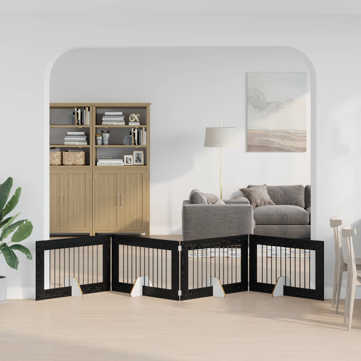 Fällbar hundgrind med stativ 4 st Svart ek 401 cm