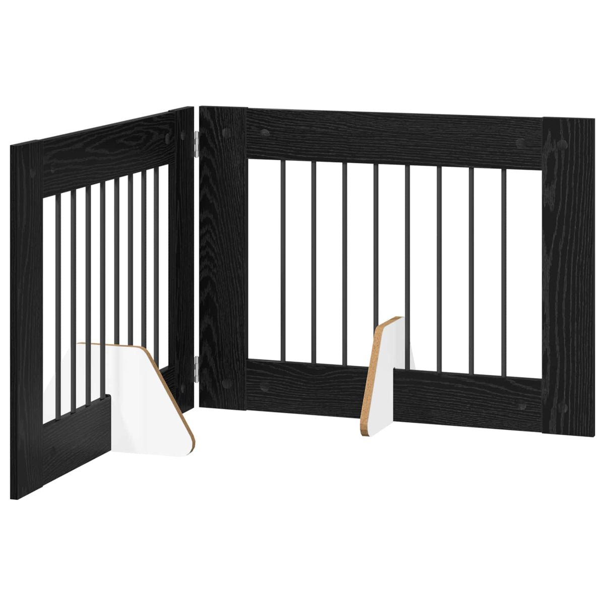 Fällbar hundgrind med stativ 2 st Svart ek 160,5 cm