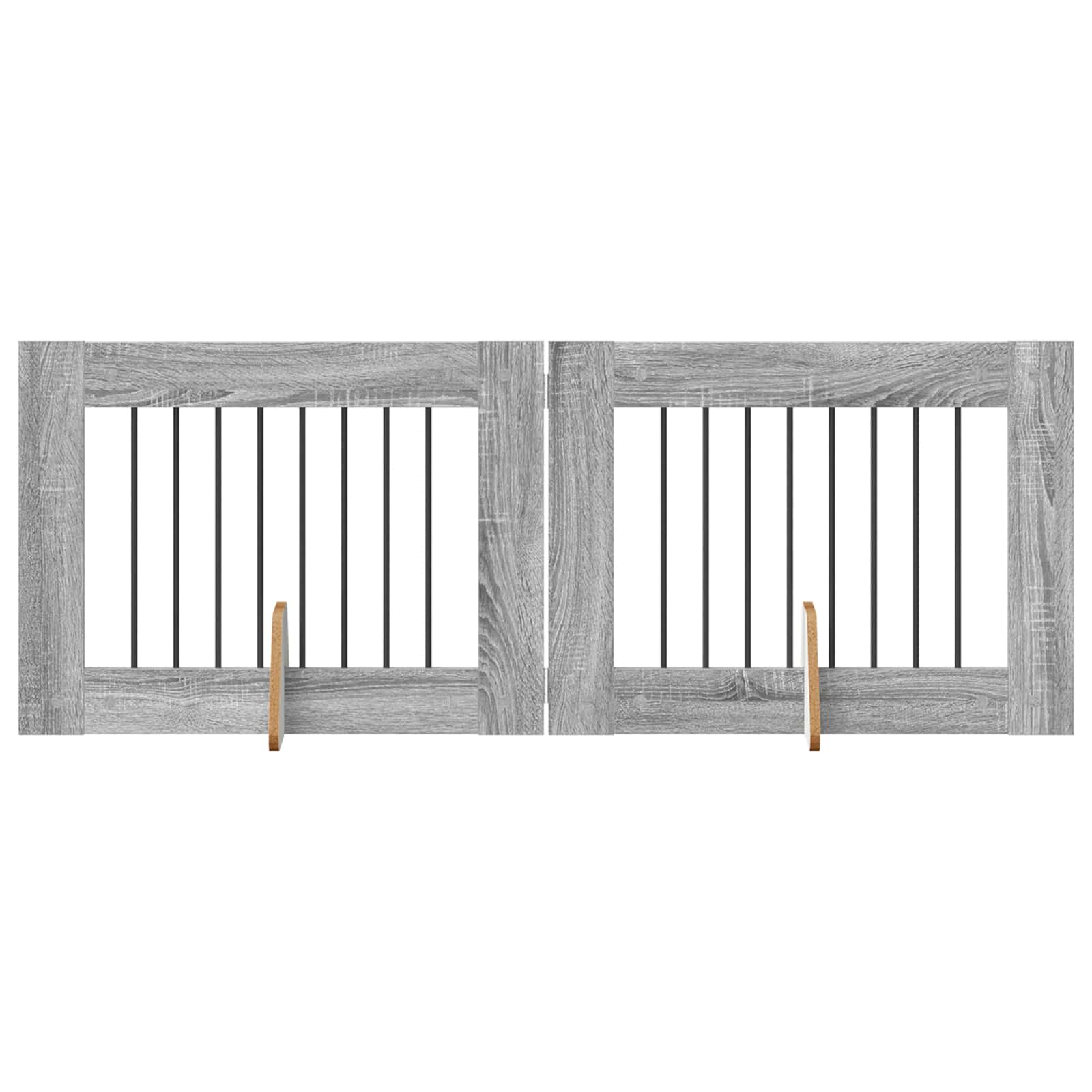 Fällbar hundgrind med stativ 2 pcs Grå sonoma-ek 160,5 cm