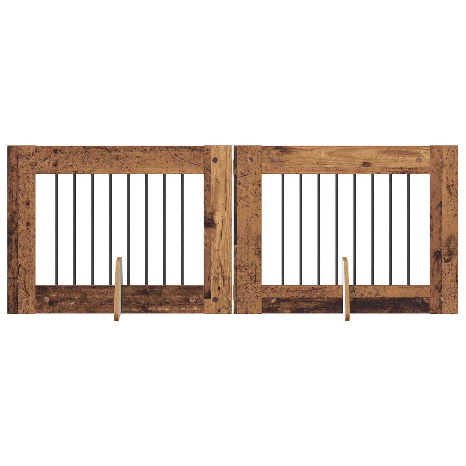 Fällbar hundgrind med stativ 2 pcs Gammalt trä 160,5 cm