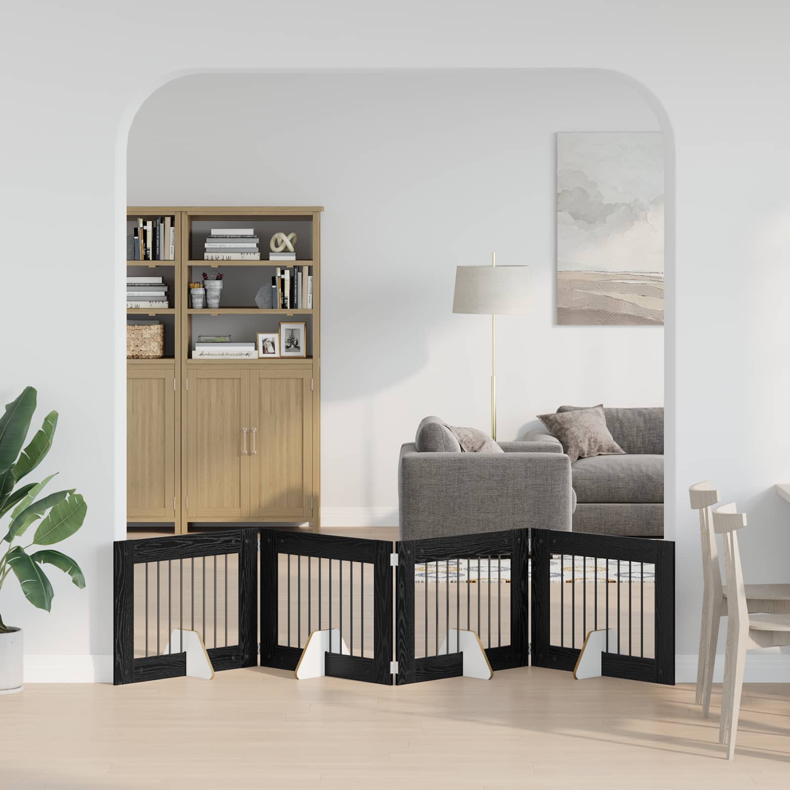 Fällbar hundgrind med stativ 4 pcs Svart ek 321 cm