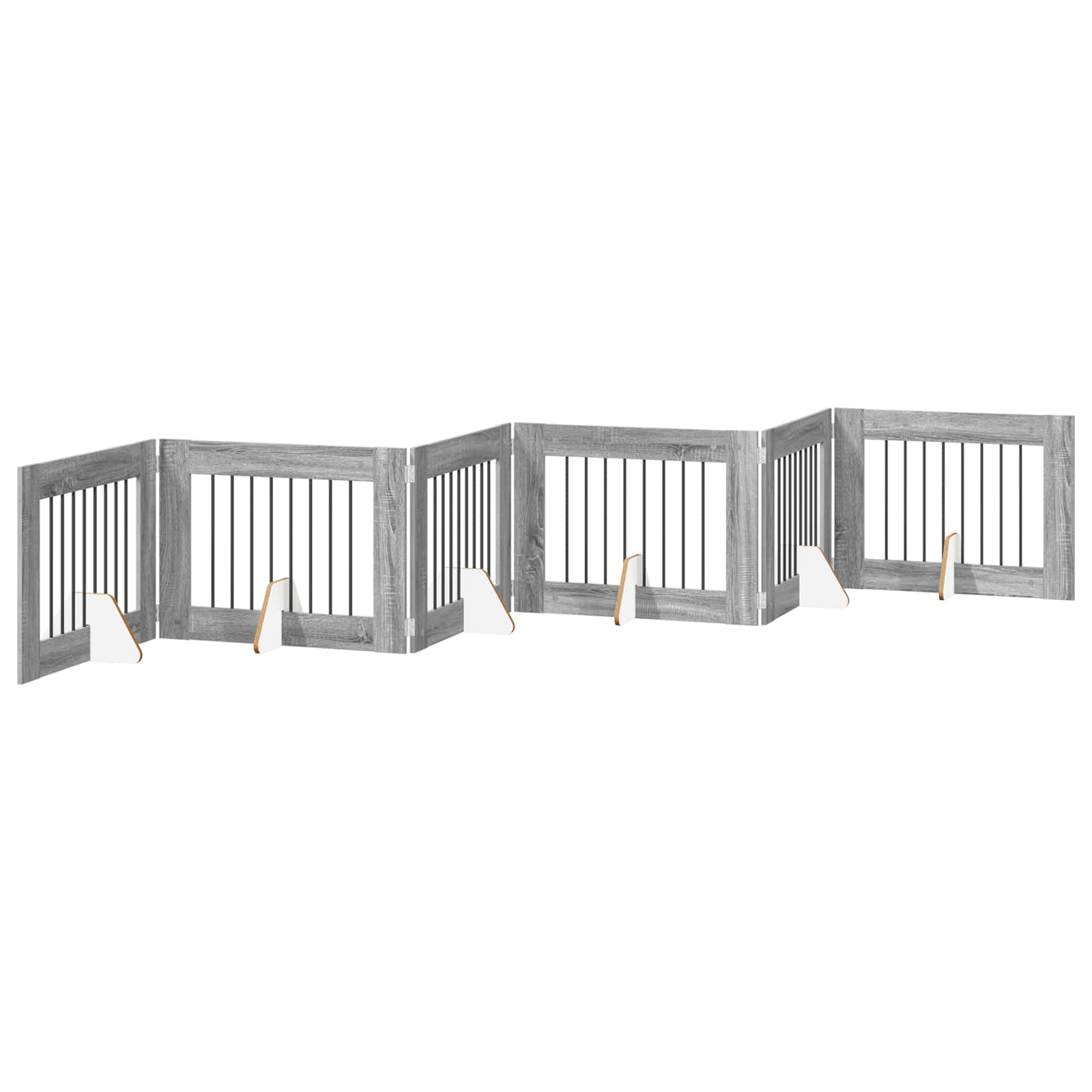 Fällbar hundgrind med stativ 6 pcs Grå sonoma-ek 482 cm