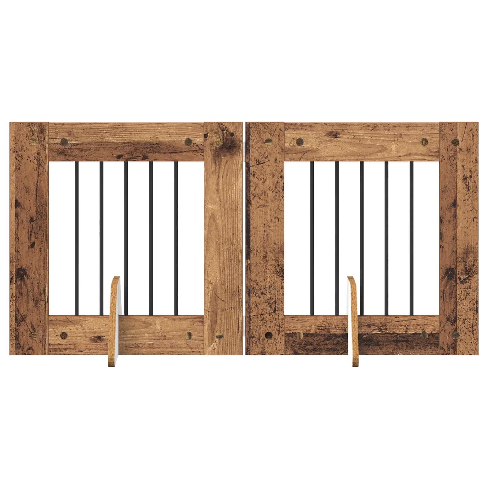 Fällbar hundgrind med stativ 2 pcs Gammalt trä 120,5 cm
