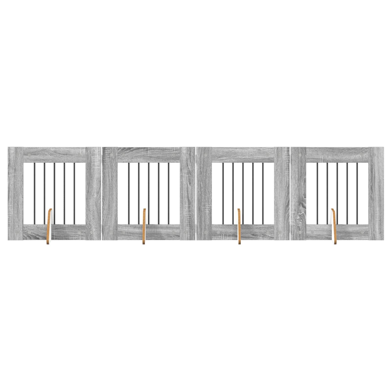 Fällbar hundgrind med stativ 4 pcs Grå sonoma-ek 241 cm
