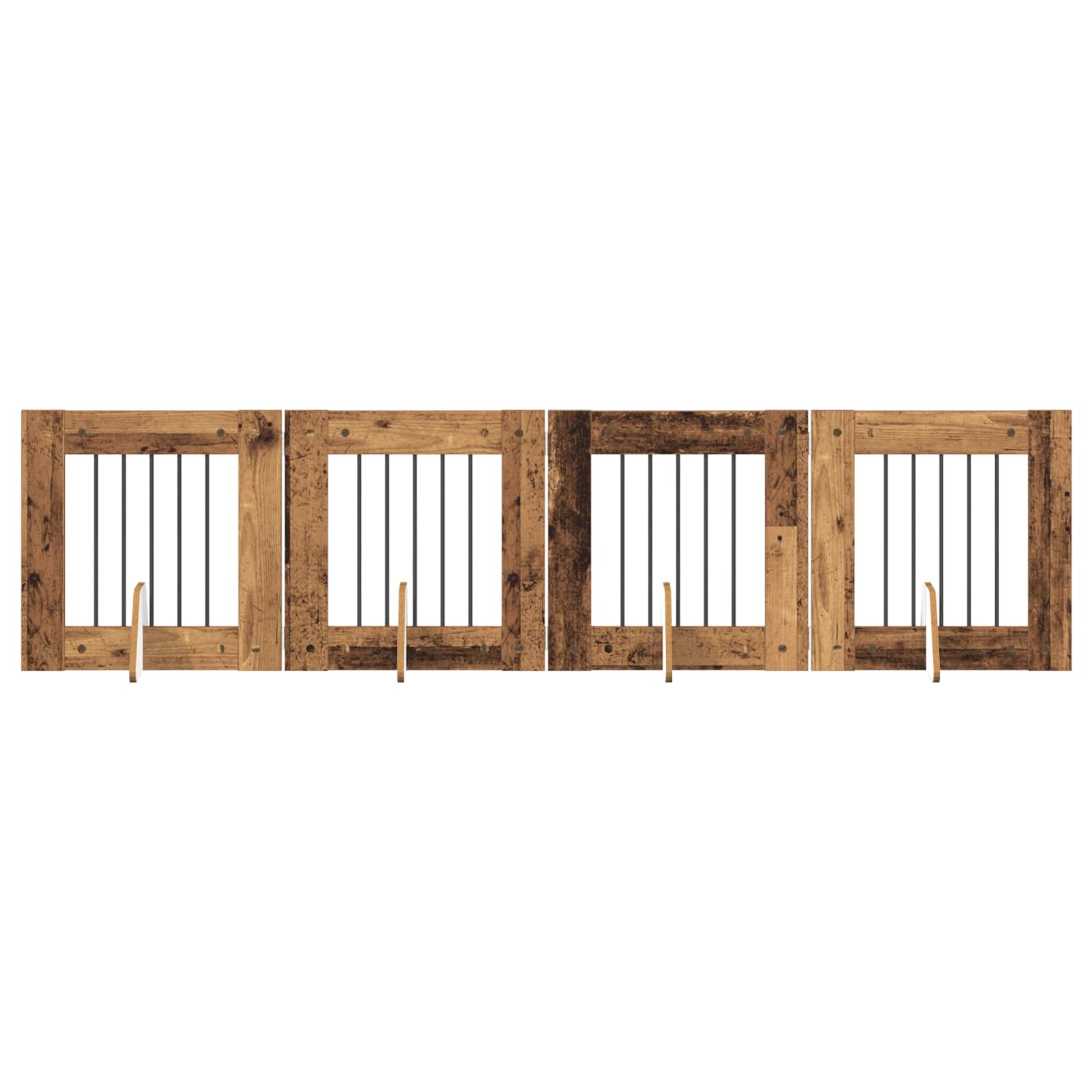 Fällbar hundgrind med stativ 4 pcs Gammalt trä 241 cm