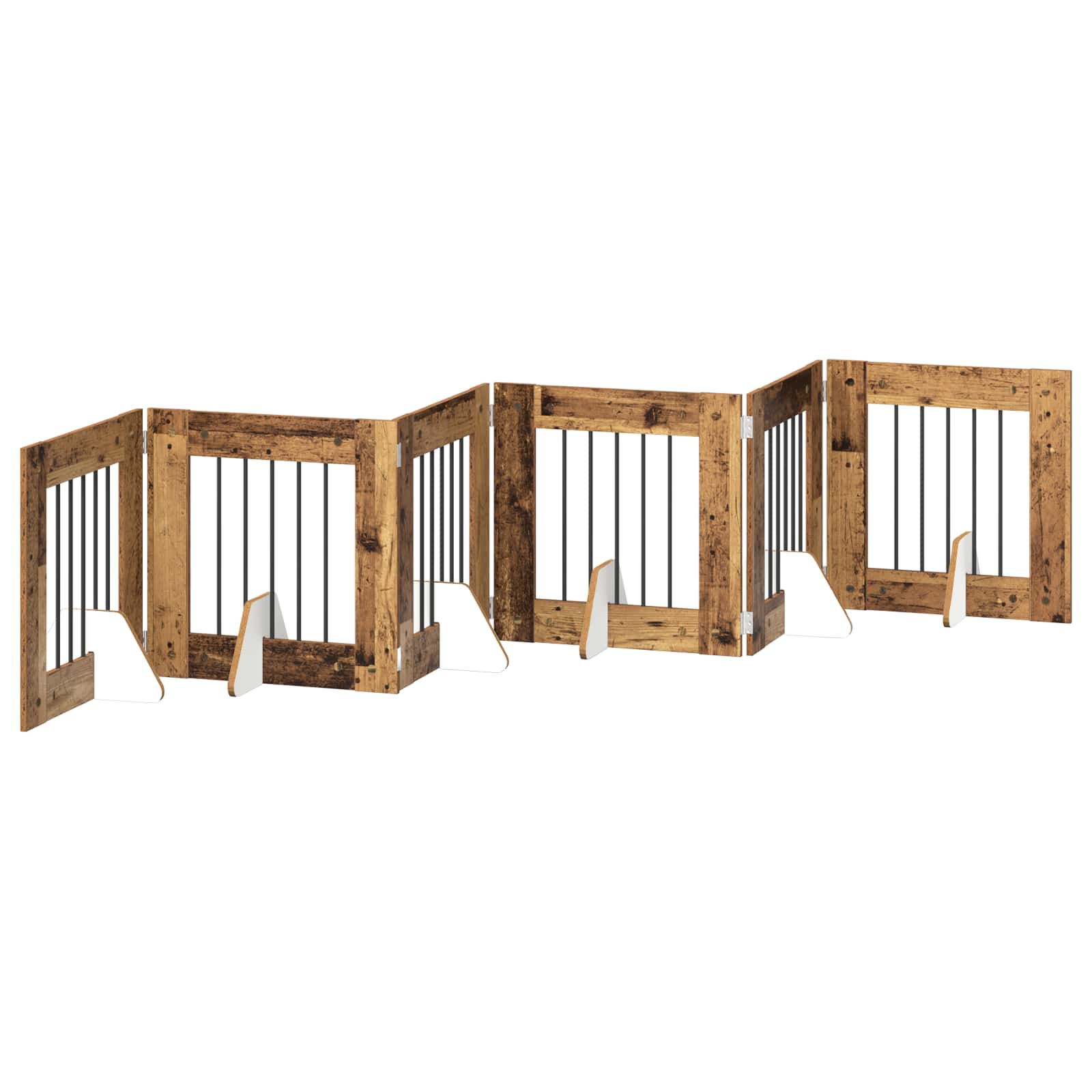 Fällbar hundgrind med stativ 6 pcs Gammalt trä 362 cm