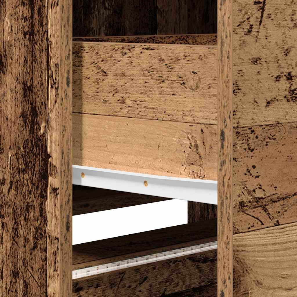 TV-skåp med LEDs Gammalt trä 162 x 34 x 40 cm Konstruerat trä