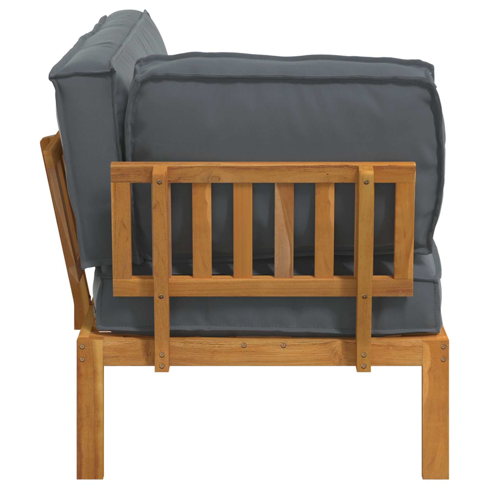 Soffset med kudde Antracit 131,5 x 92 x 69 cm Massivt Akaciaträ