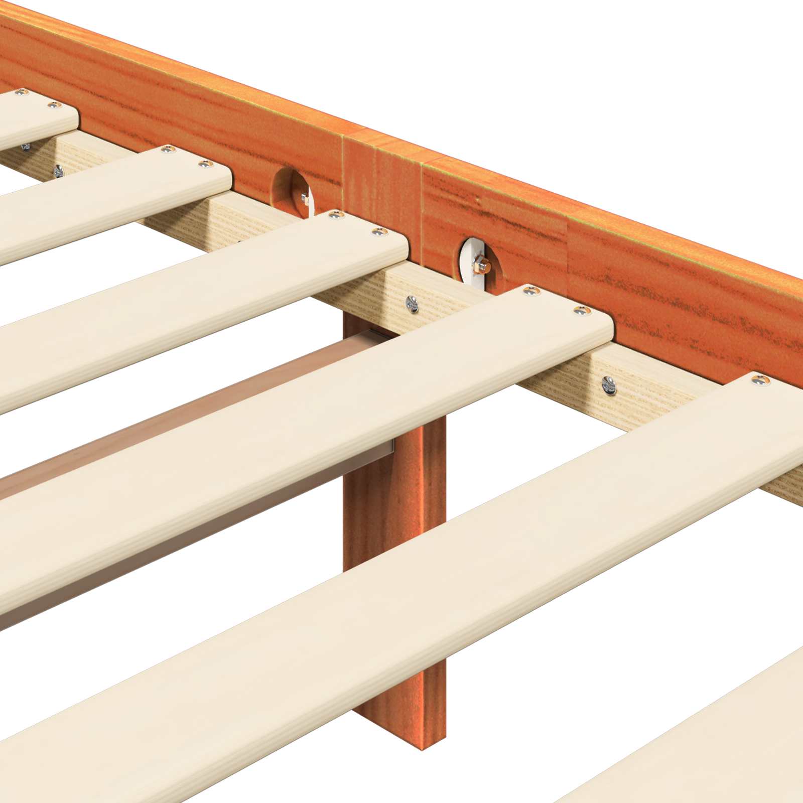 Sängram med huvudgavel Vaxbrun 140 x 190 cm Massiv furu