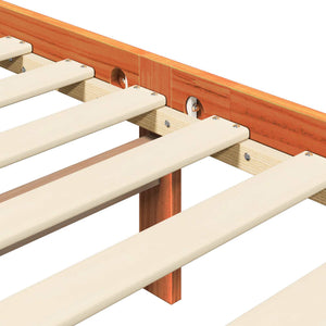 Sängram med huvudgavel Vaxbrun 150 x 200 cm Massiv furu