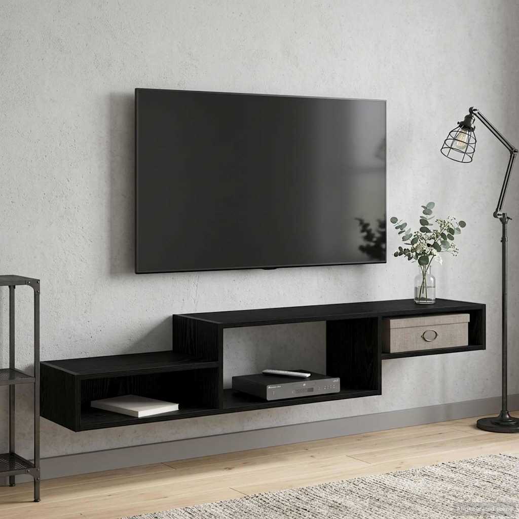 Väggmonterad TV-skåp Väggmonterat Svart ek 150 x 28 x 26 cm