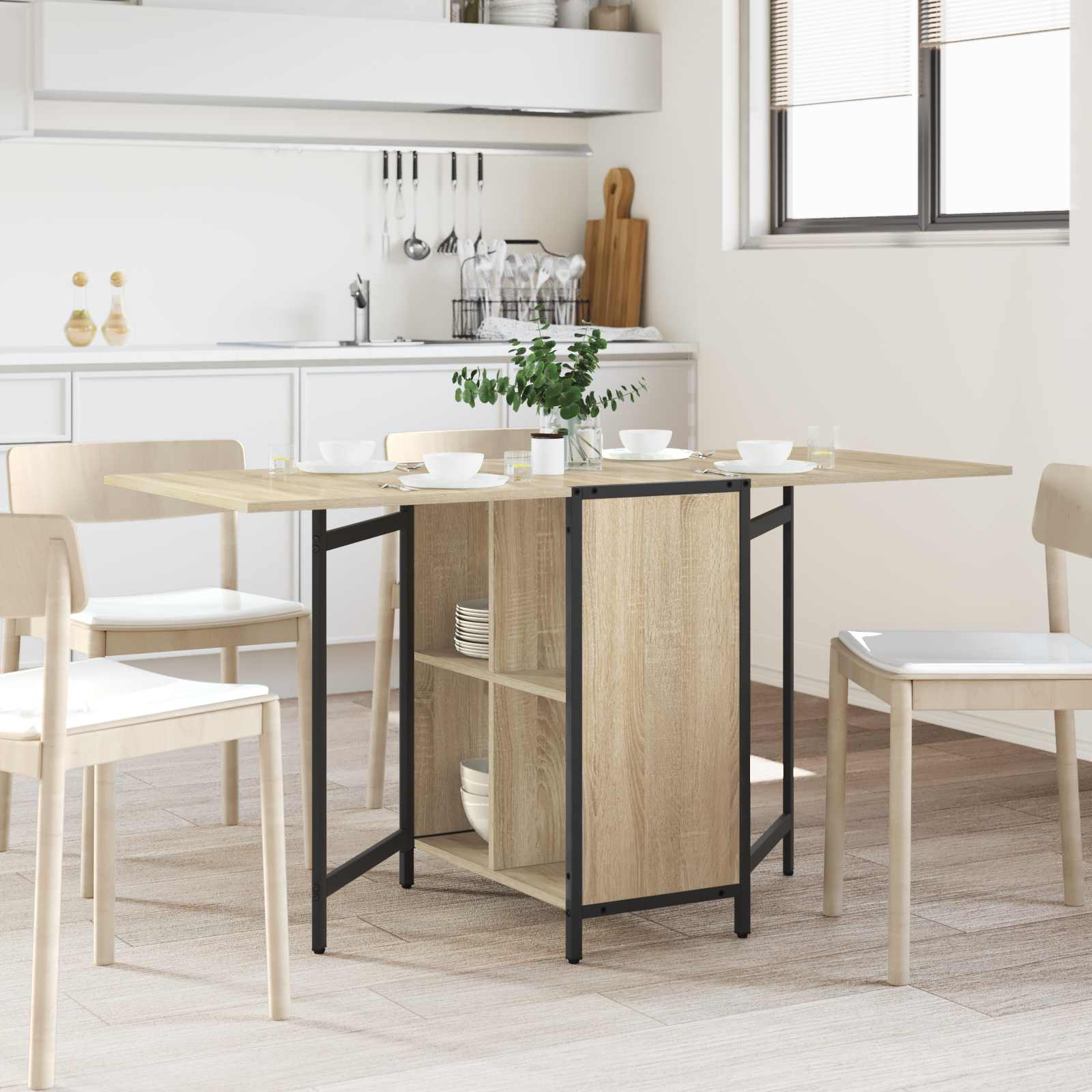 Matbord 144 x 60 x 75 cm Konstruerat trä Sonoma-ek Rektangulär