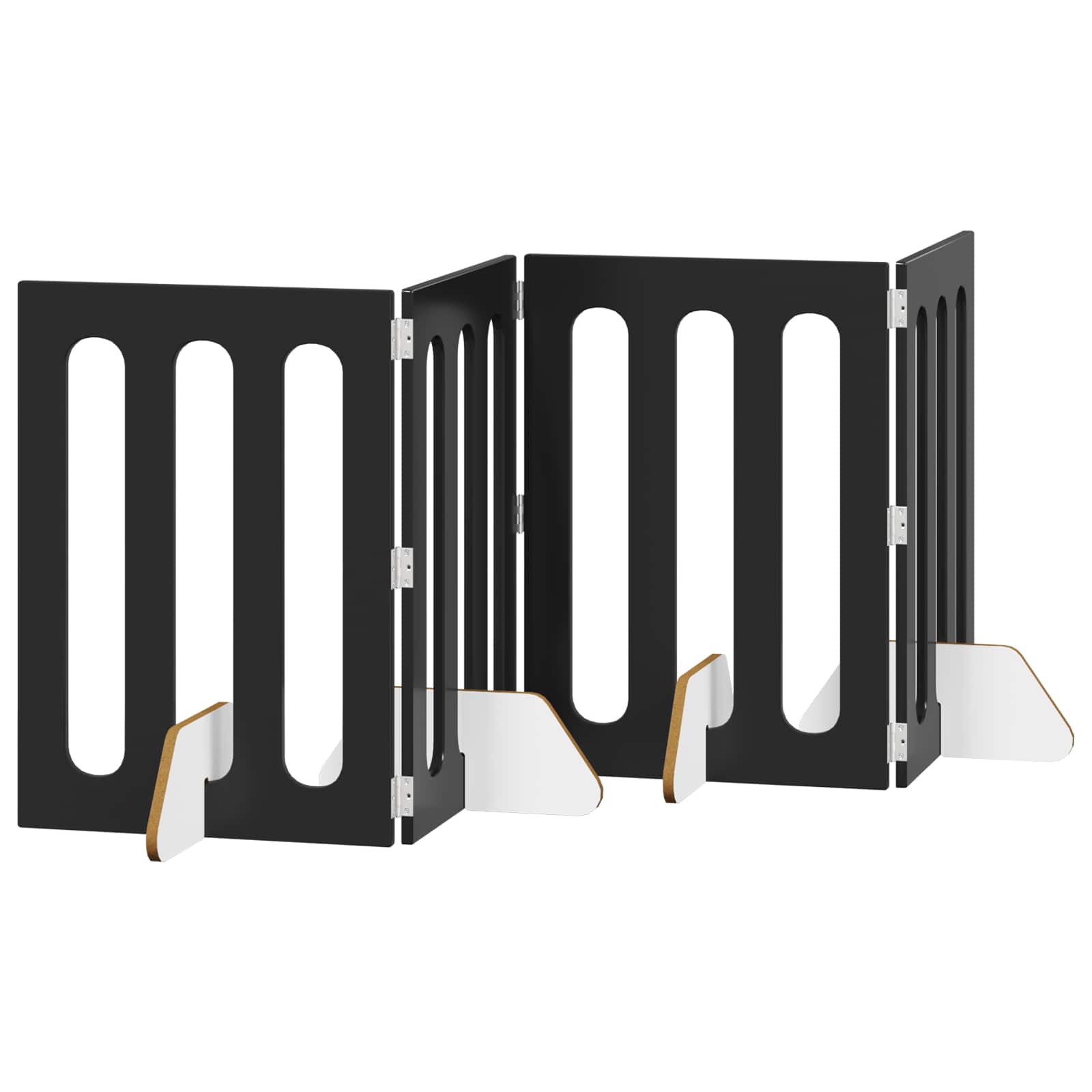 Fällbar husdjursgrind 4 st Svart ek 201 x 38 x 70 cm