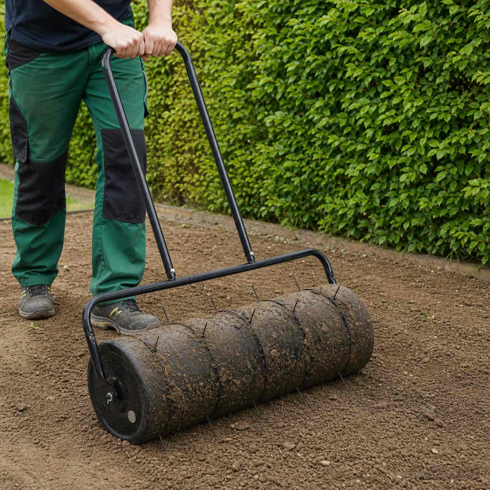 Trädgårdsgräsmatta rulle med aeratorklämmor Ø 30 x 90 cm Stål