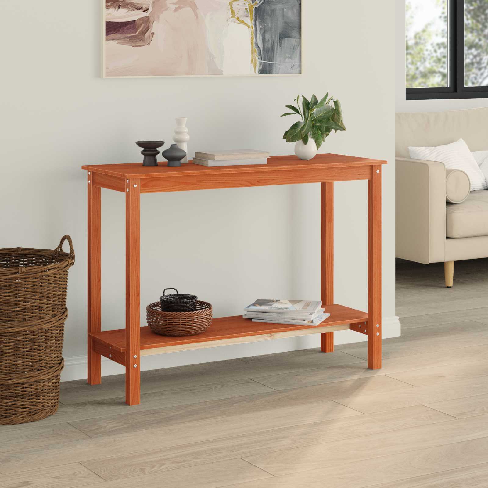 Konsolbord VaxBrun 110 x 40 x 80 cm Massivt furu