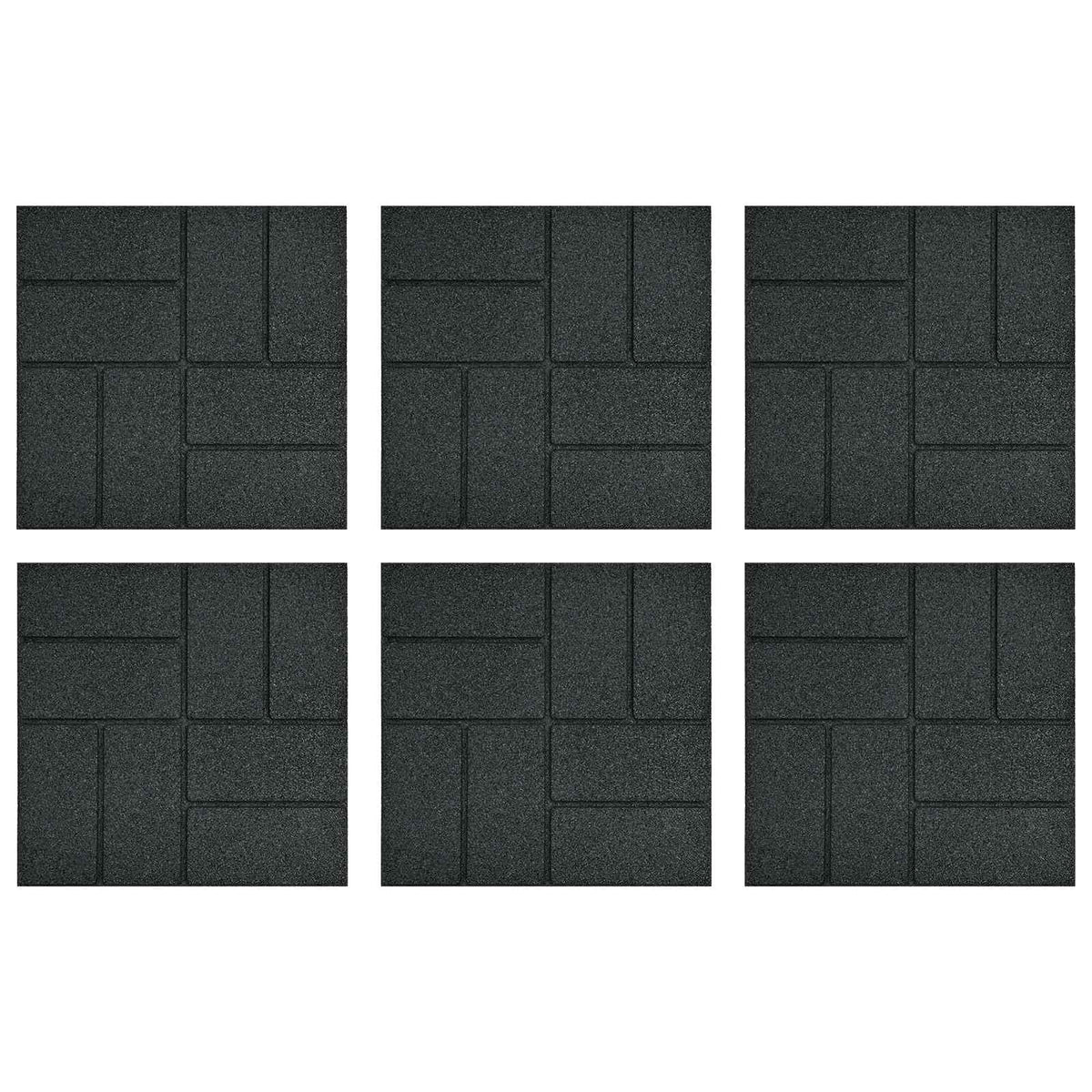 Stepping Stone 6 st Svart 40,5 x 40,5 x 2 cm Gummi