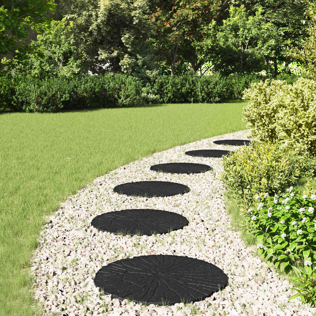 Stepping Stone 6 st Svart Ø 45 x 1,8 cm Gummi