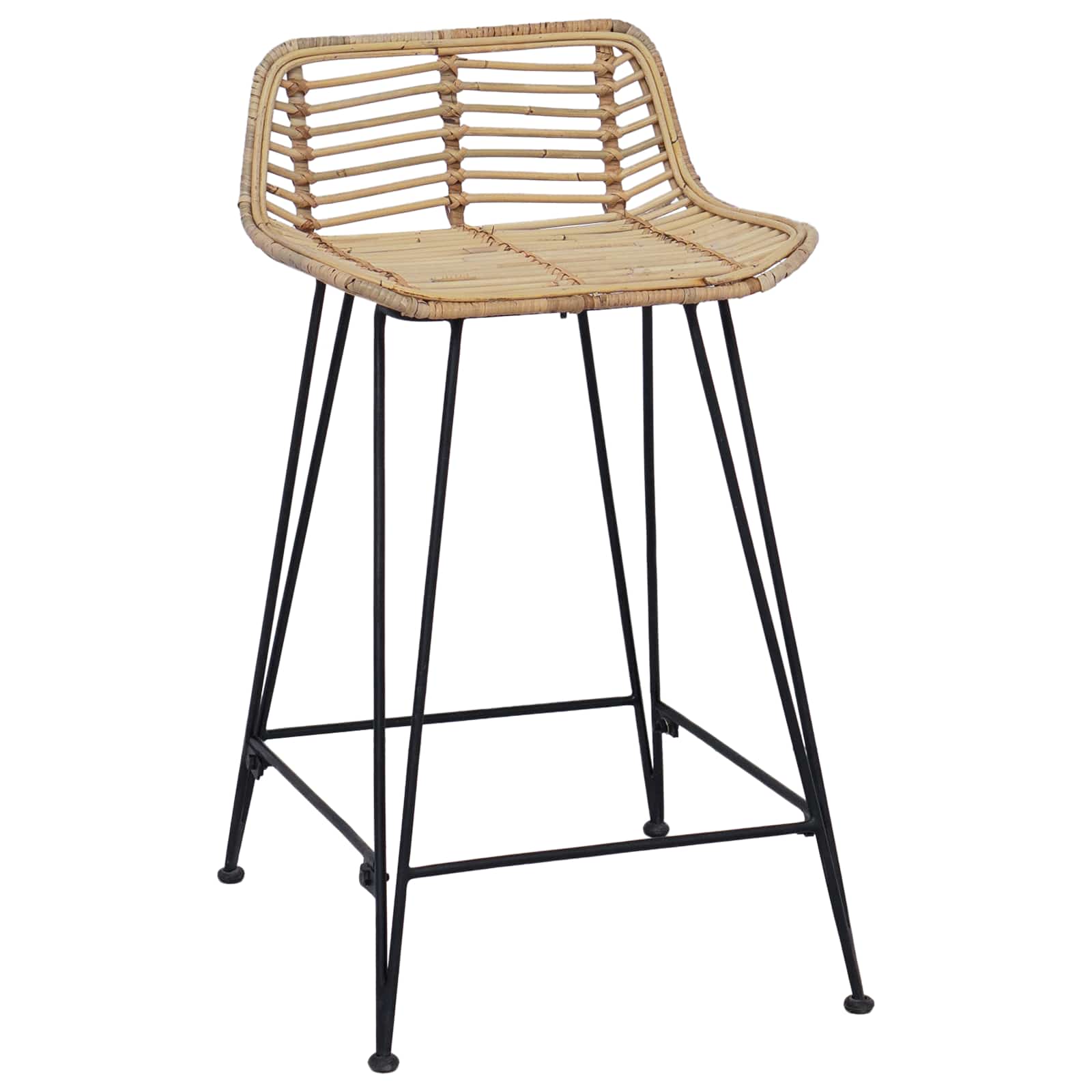 Barpall 2 st Naturlig 44 x 45 x 76 cm Rattan och Stål