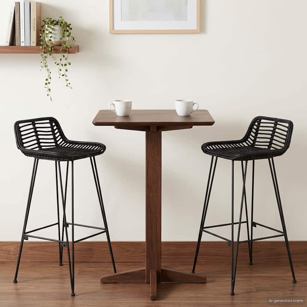 Barpall 2 st Svart 44 x 46 x 91 cm Rattan och Stål
