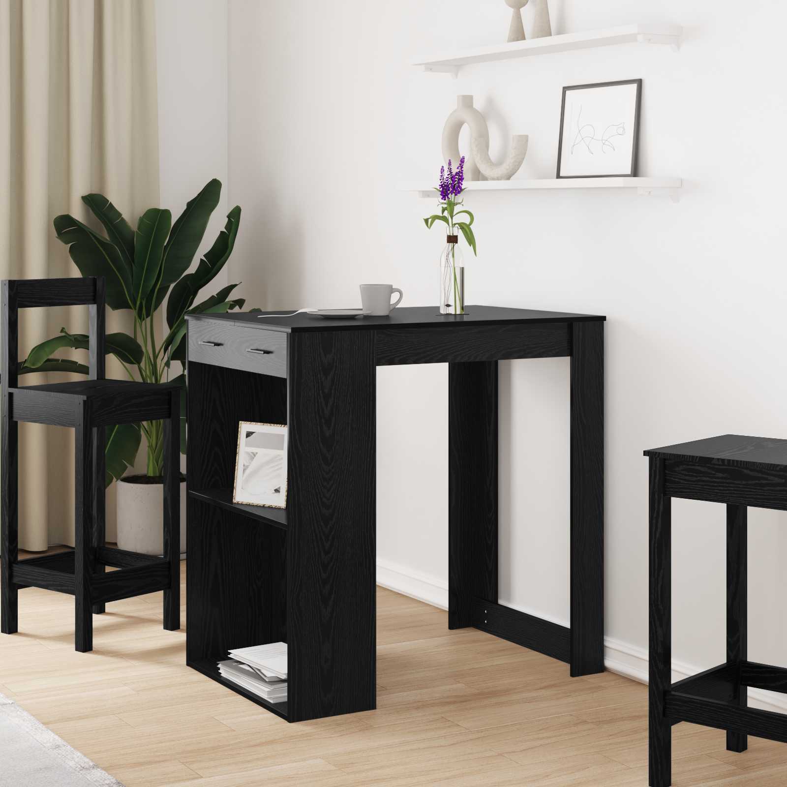 Barbord 102 x 70 x 103,5 cm Konstruerat trä Svart Ek