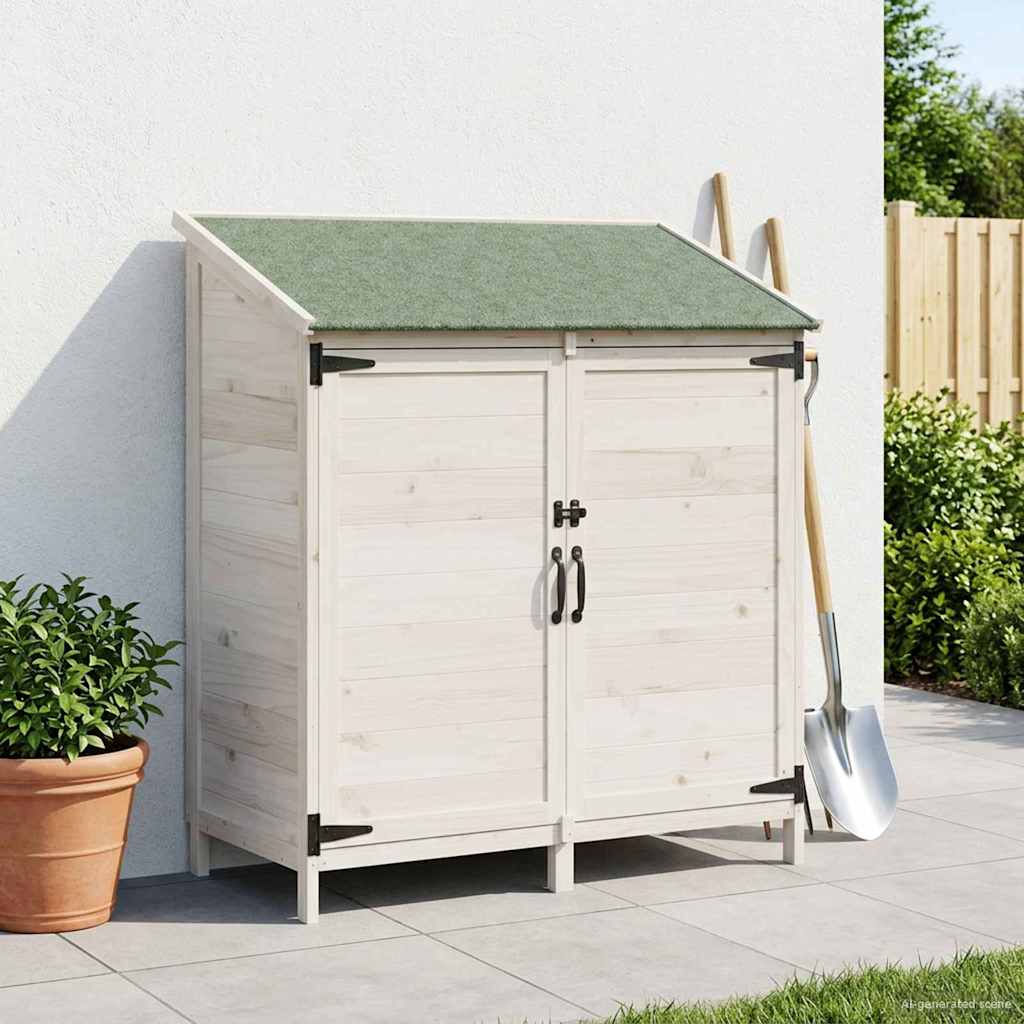 Trädgårdshus med tak Vit 106,5 x 56 x 113,5 cm Massivt Furu