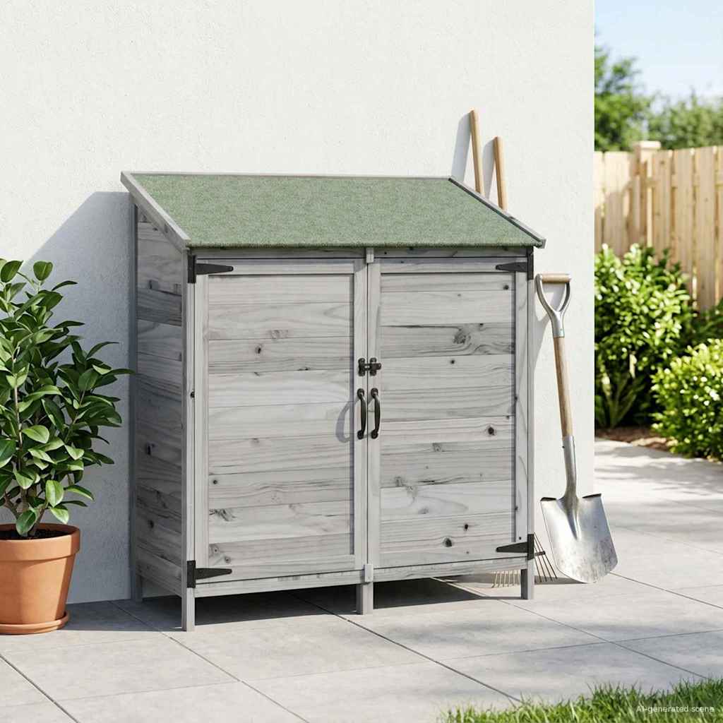 Trädgårdshus med tak Grå 106,5 x 56 x 113,5 cm Massivt Furu