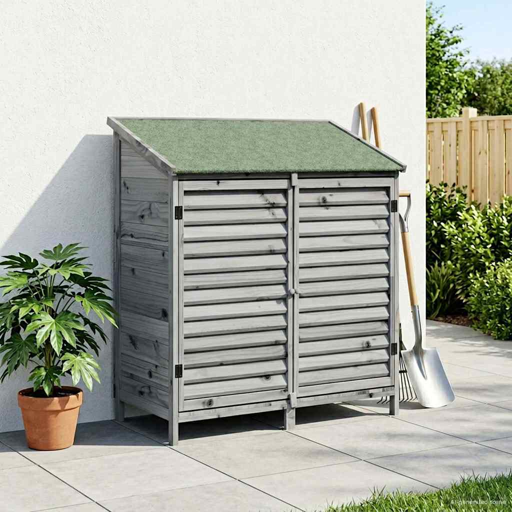 Trädgårdshus med tak Grå 106 x 56 x 113,5 cm Massivt Furu
