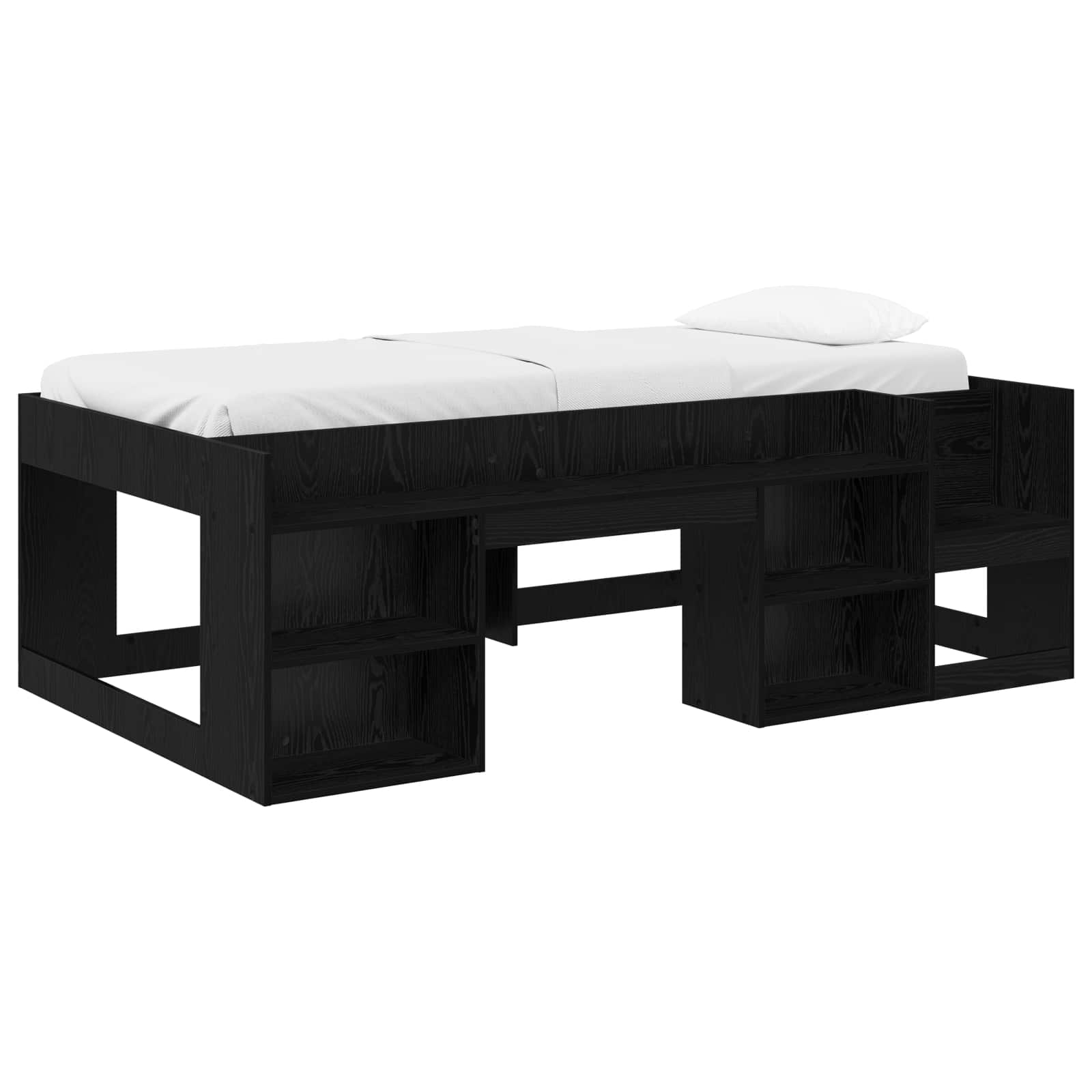 Barnsängsram med förvaring Svart ek 75 x 190 cm Konstruerat trä