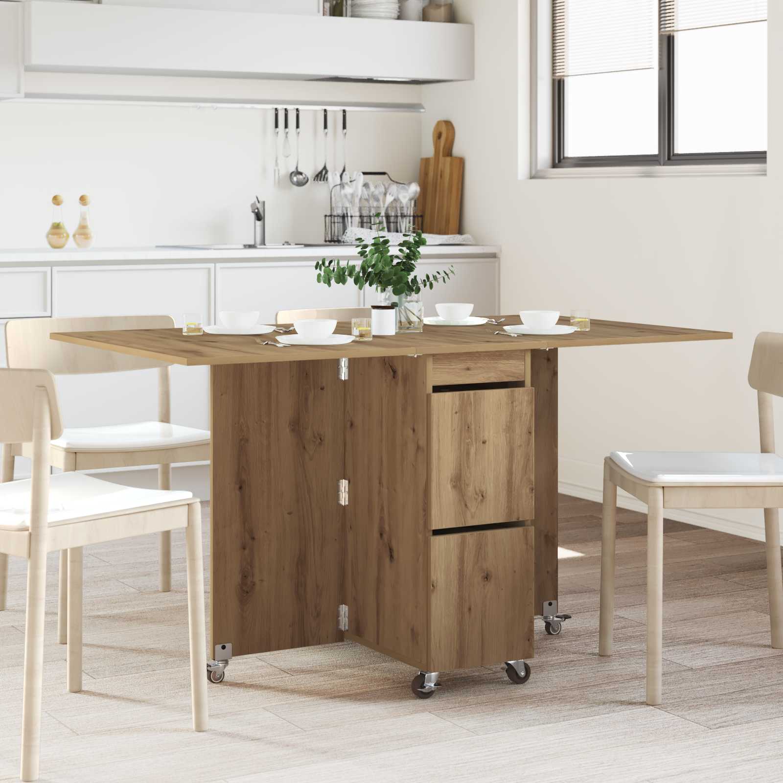Matbord 140 x 80 x 77 cm Konstruerat trä Artisan-ek Rektangulär