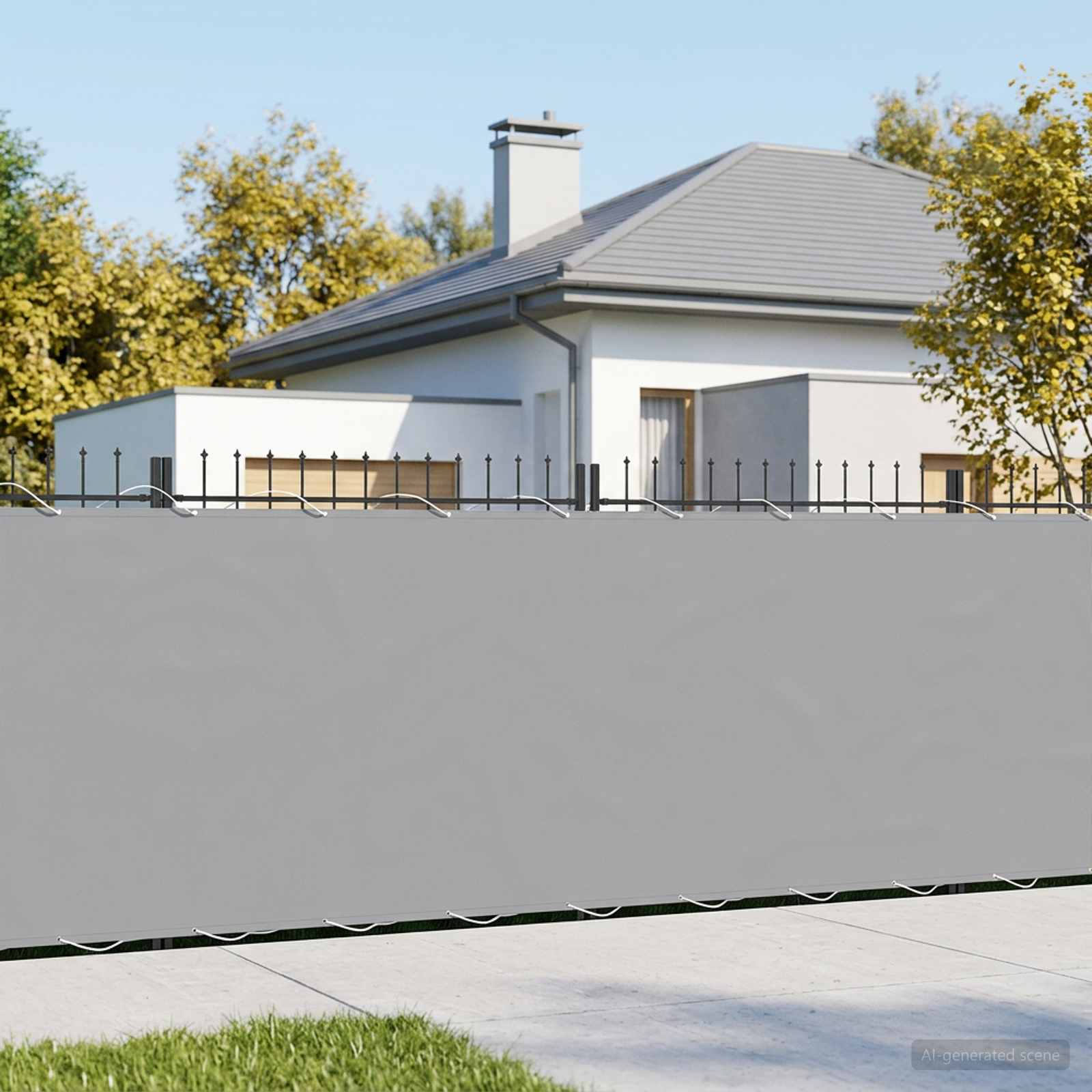 Balkongskärm 200 x 800 cm Tyg med PU-beläggning Ljusgrå