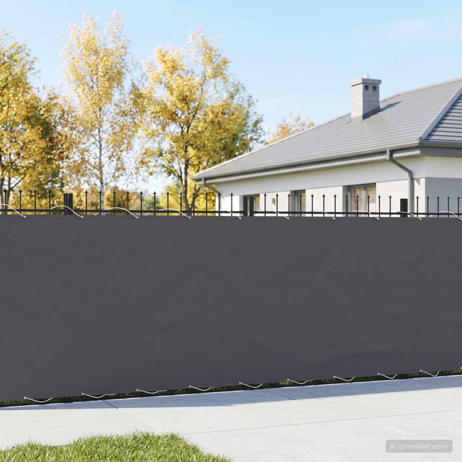 Balkongskärm 200 x 400 cm Tyg med PU-beläggning Antracit