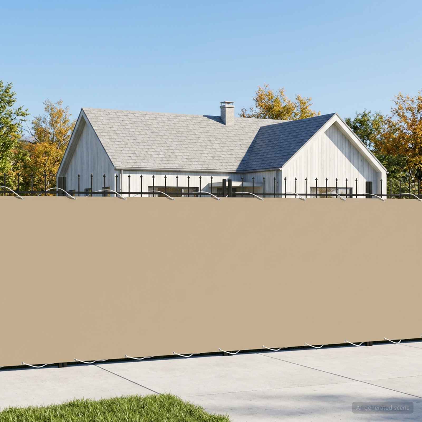 Balkongskärm 200 x 400 cm Tyg med PU-beläggning Beige