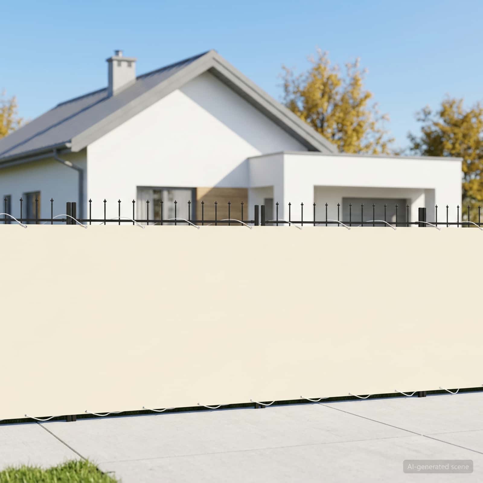 Balkongskärm 200 x 700 cm Tyg med PU-beläggning Gräddvit