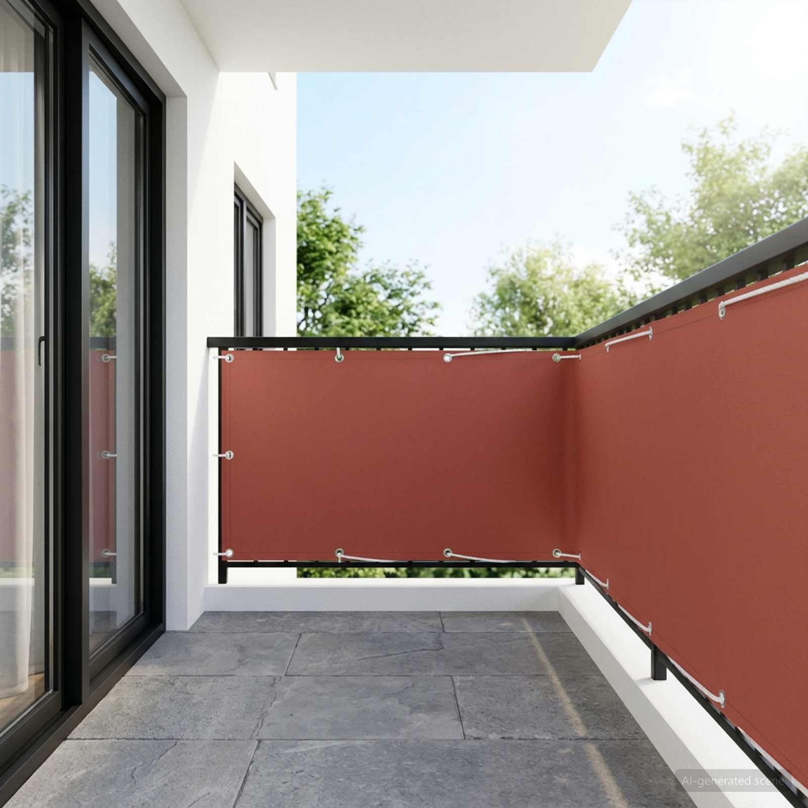 Balkongskärm 150 x 800 cm Tyg med PU-beläggning Terracotta