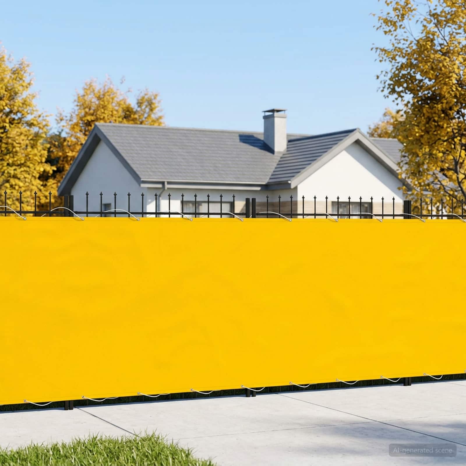 Balkongskärm 200 x 800 cm Tyg med PU-beläggning Gul