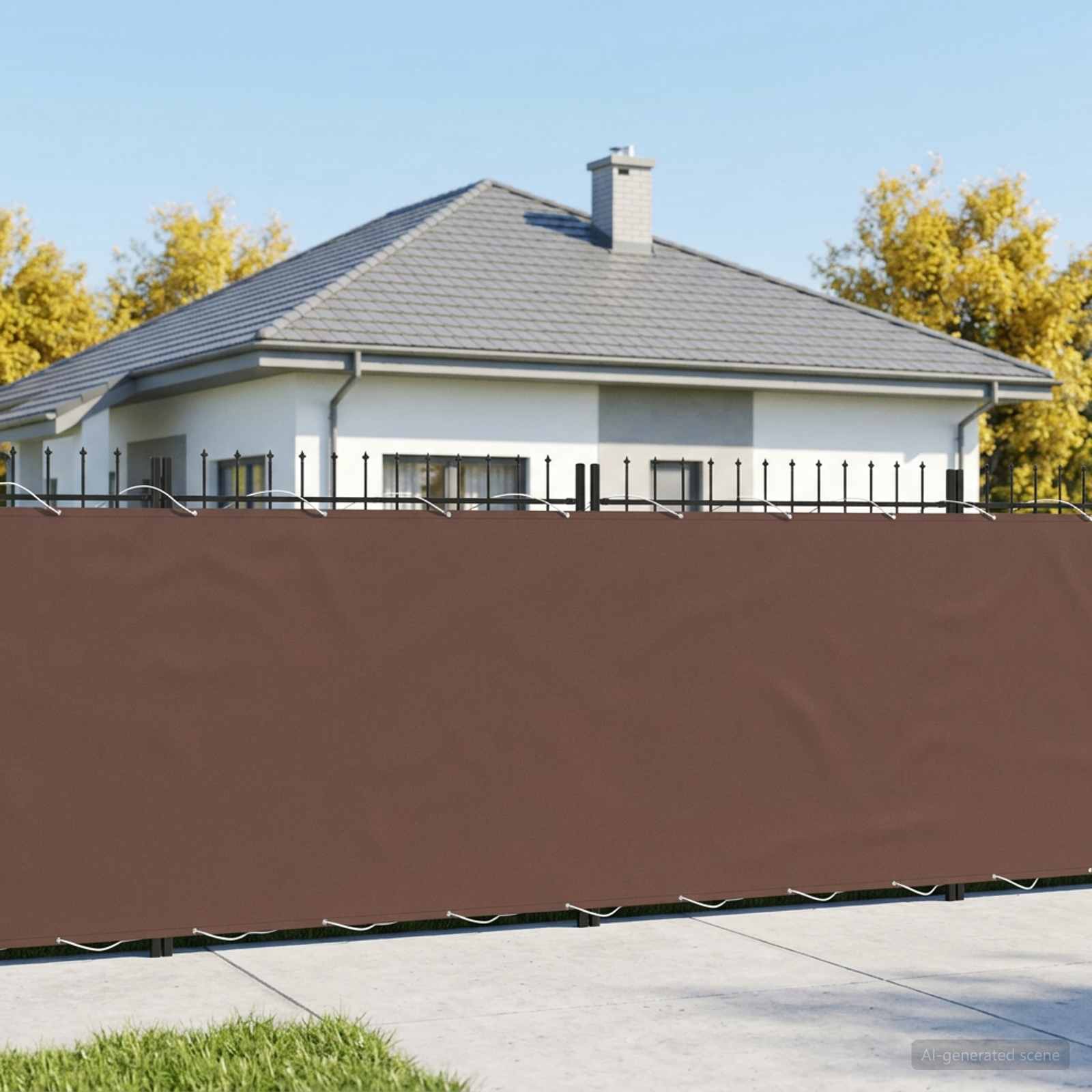 Balkongskärm 150 x 500 cm Tyg med PU-beläggning Brun