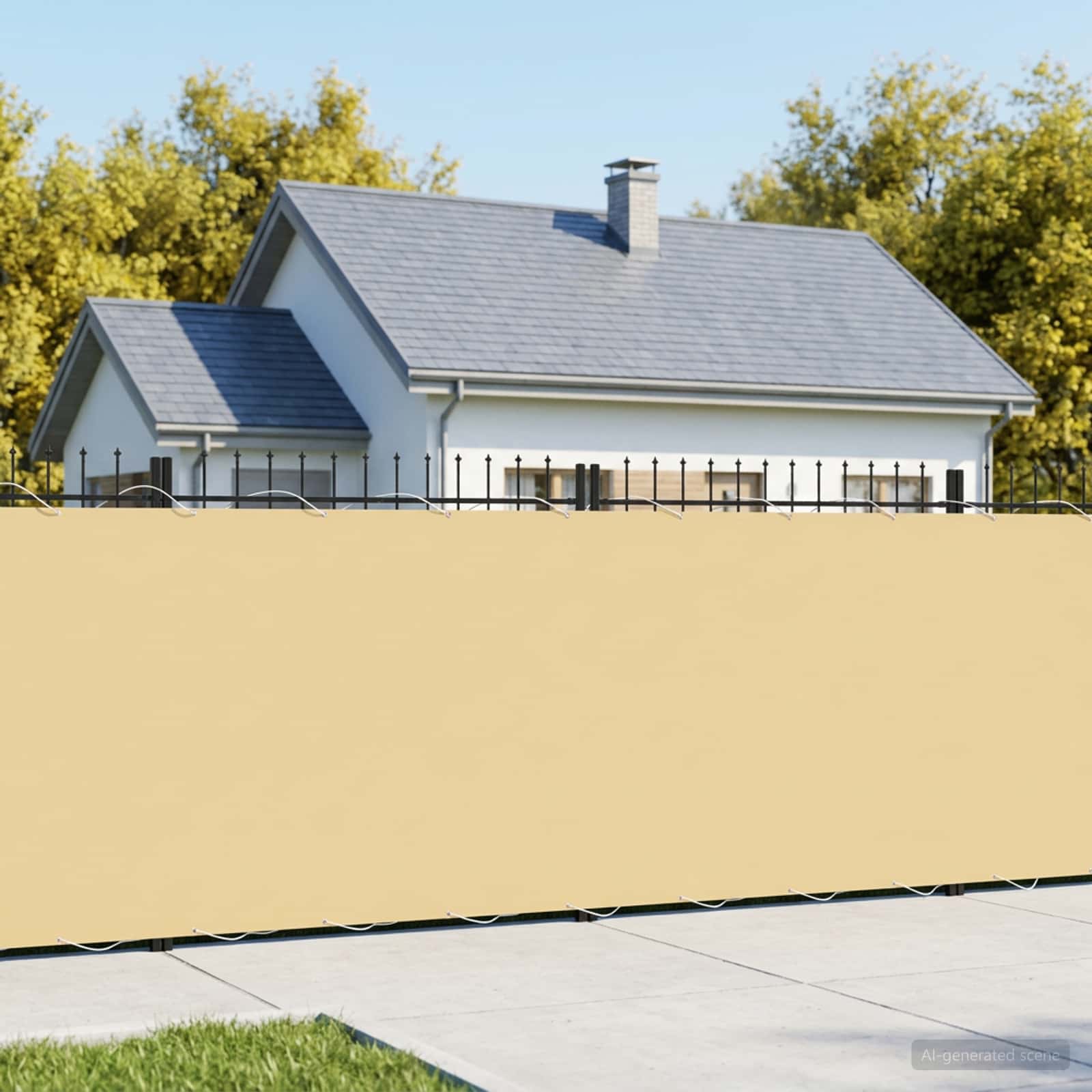 Balkongskärm 1,5 x 15 m Tyg med PU-beläggning Beige