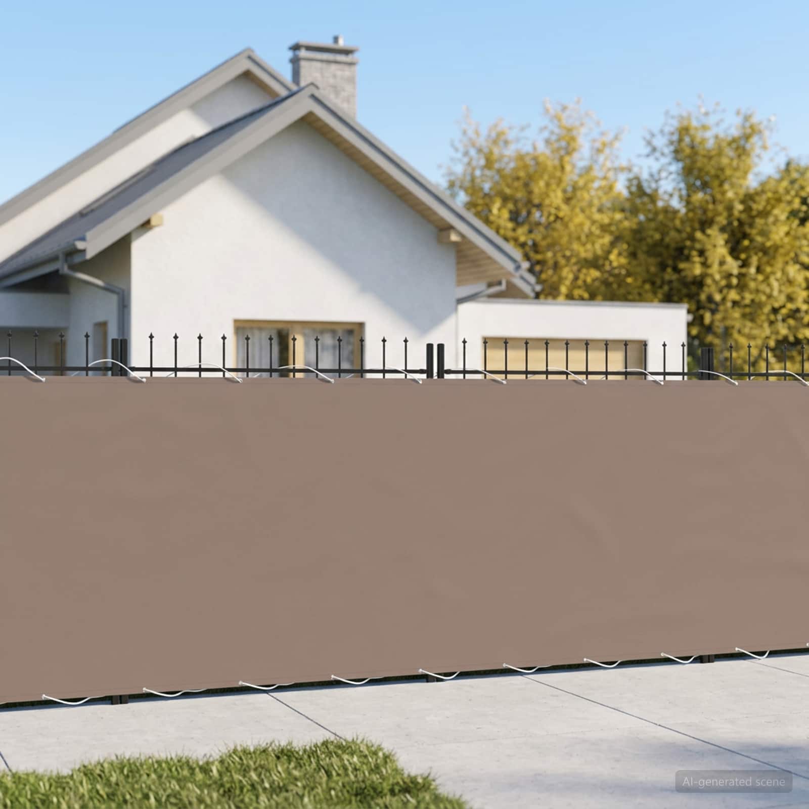 Balkongskärm 1,5 x 15 m Tyg med PU-beläggning Taupe
