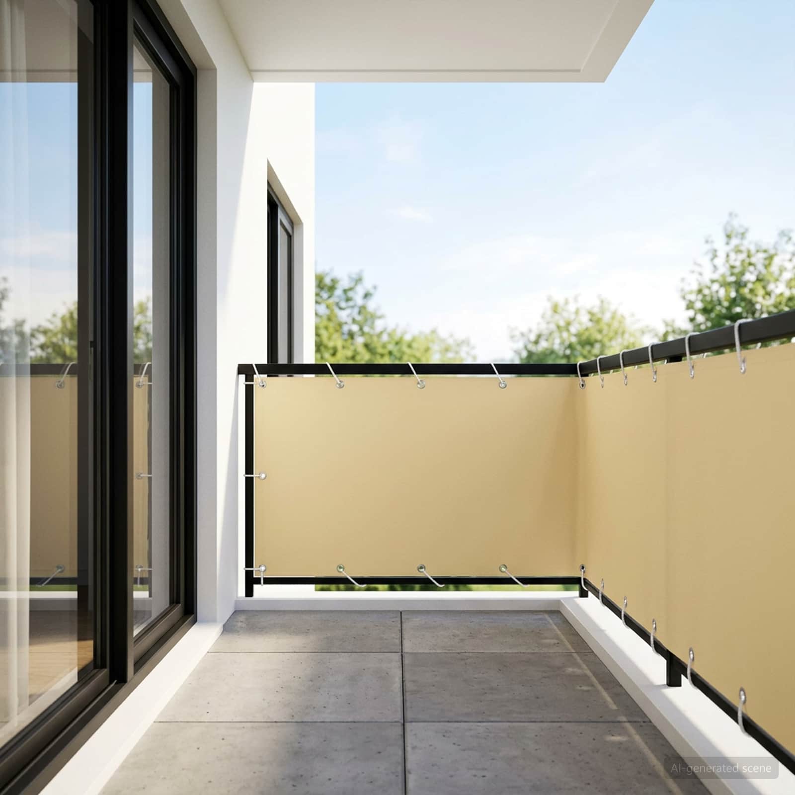 Balkongskärm 1,5 x 25 m Tyg med PU-beläggning Beige