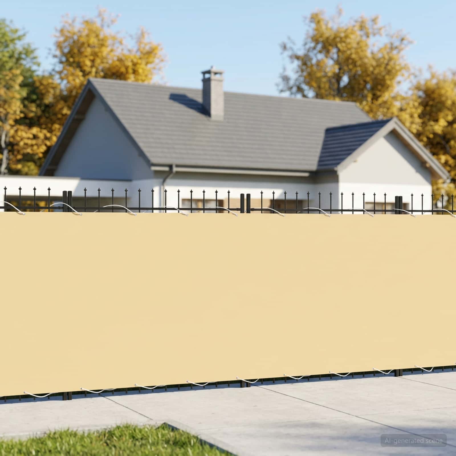 Balkongskärm 1,8 x 15 m Tyg med PU-beläggning Beige