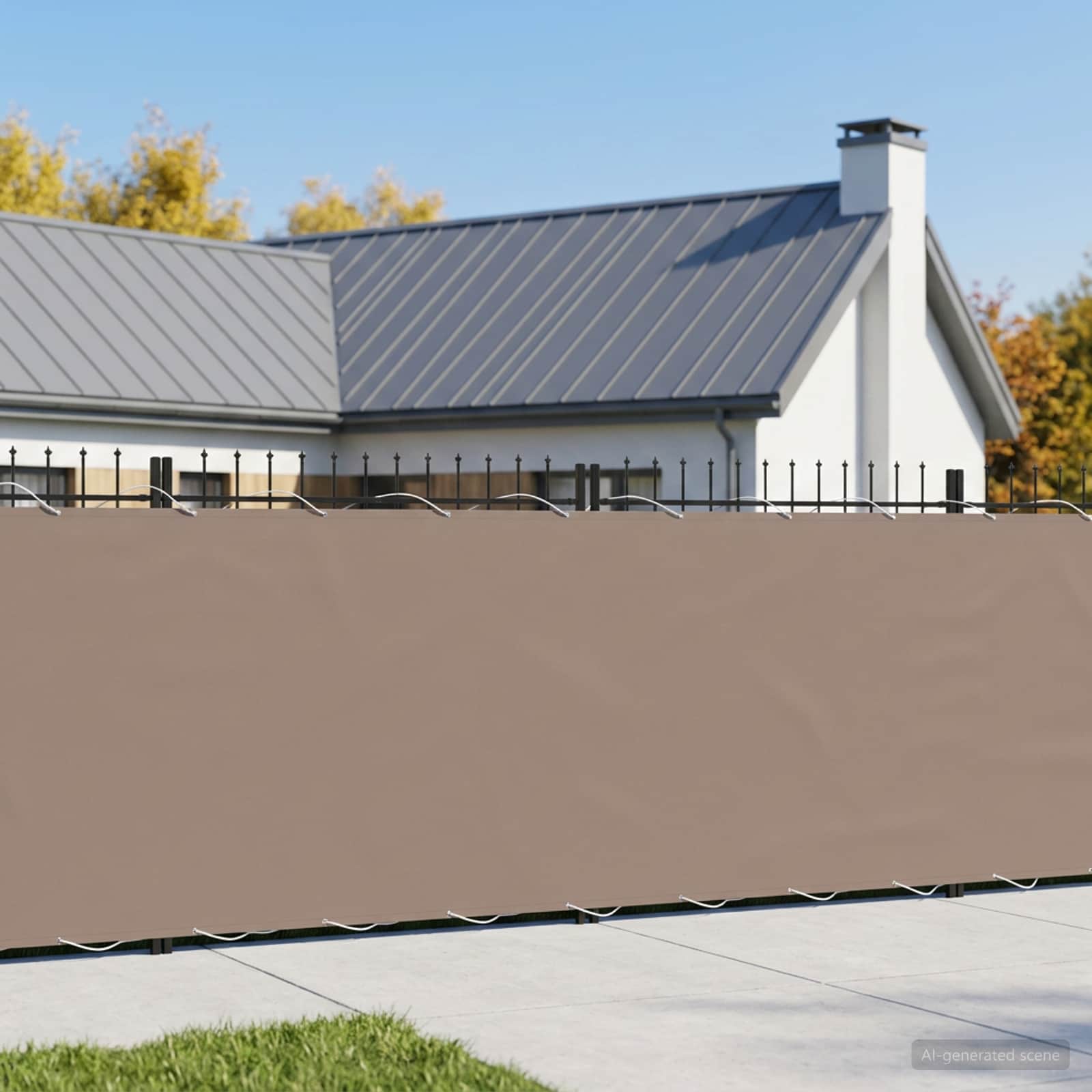 Balkongskärm 1,8 x 15 m Tyg med PU-beläggning Taupe