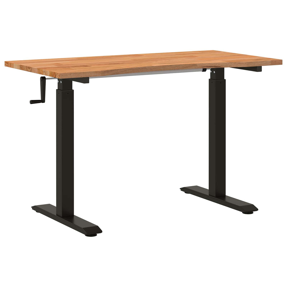 Skrivbord Svart och Ljusbrun 120 x 60 cm Massivt Ekträ