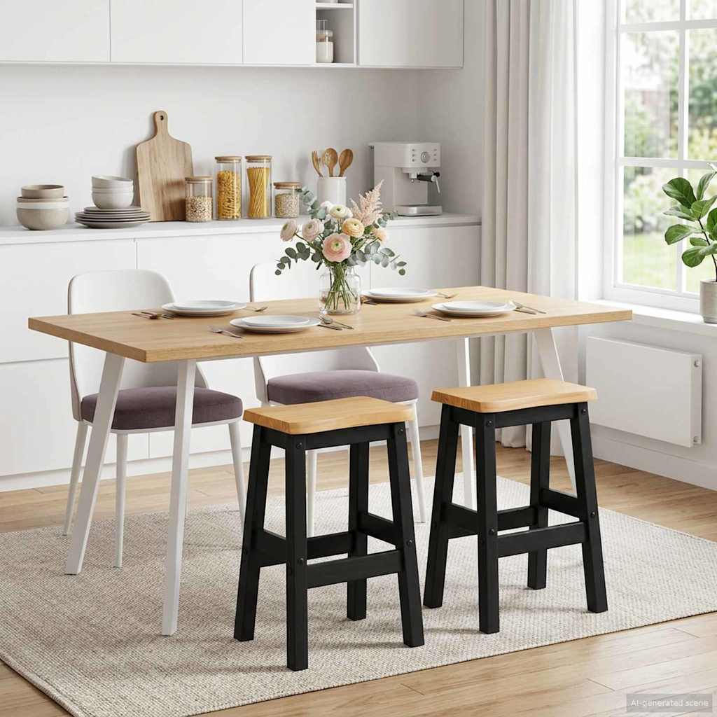 Hög Barstol EKAI 2 st Svart 40 x 29 x 63 cm Massiv furu
