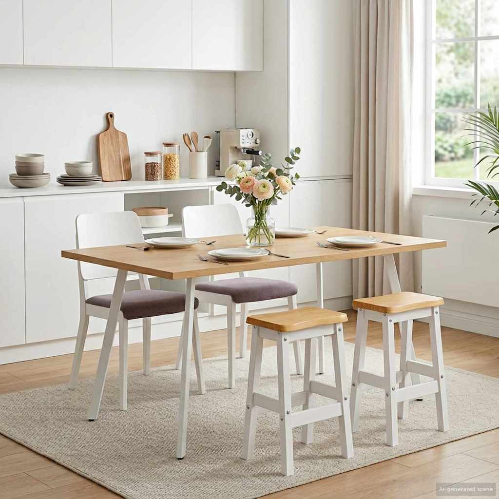 Hög Barstol EKAI 2 st Vit 40 x 29 x 63 cm Massiv furu