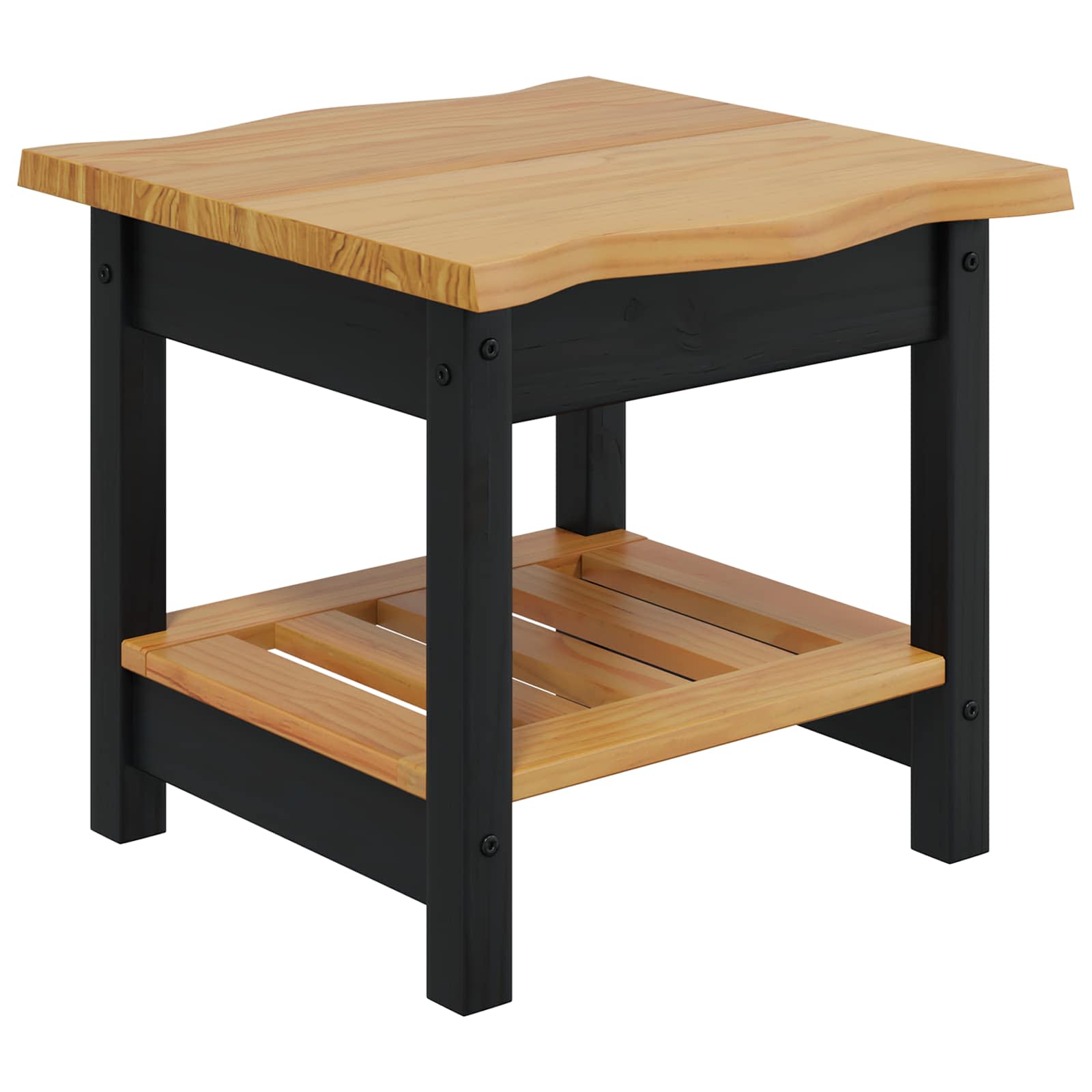Sidobord med hylla EKAI Svart 50 x 50 x 45,5 cm Massiv furu