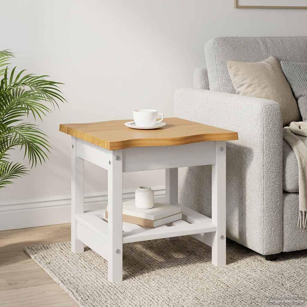 Sidobord med hylla EKAI Vit 50 x 50 x 45,5 cm Massiv furu