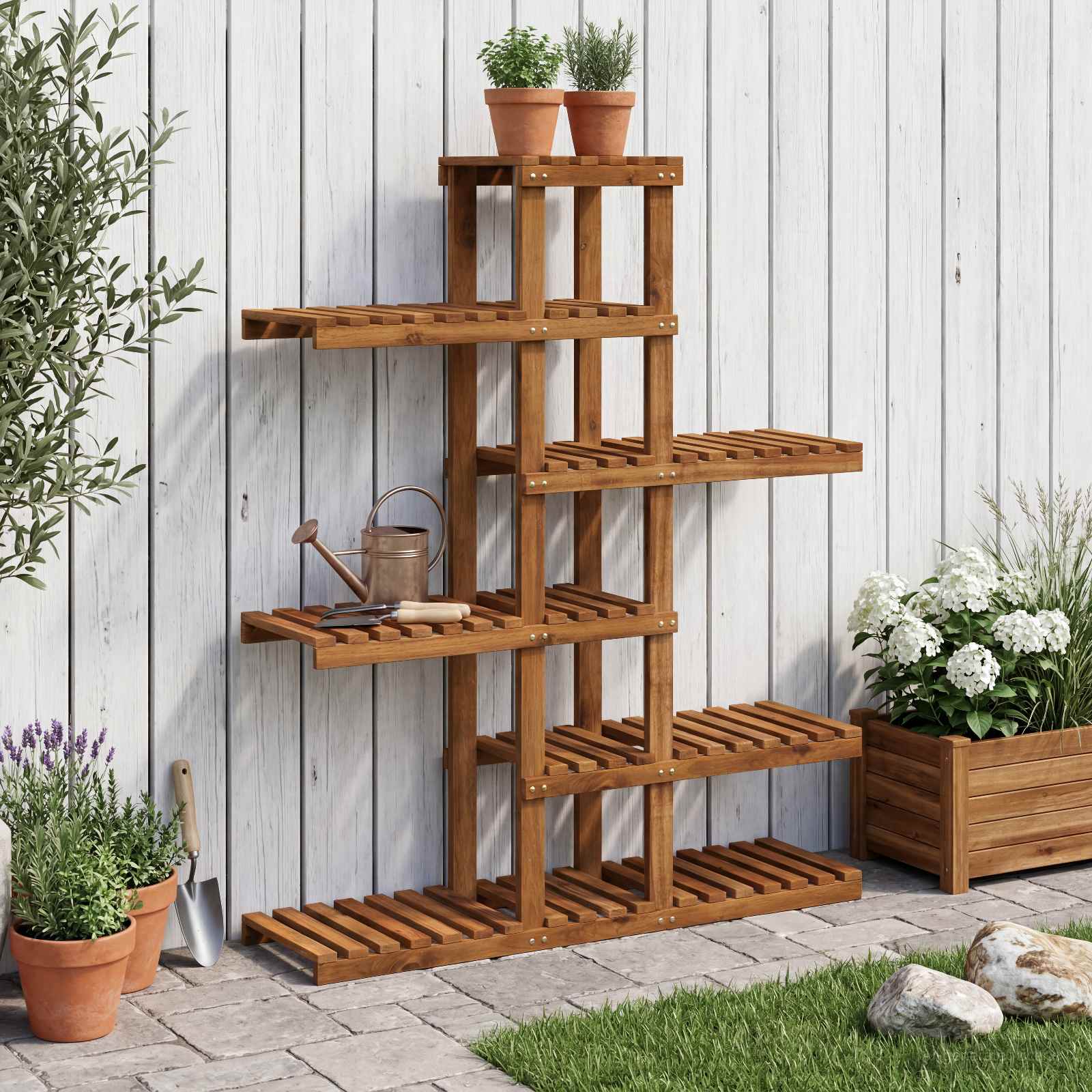 Växtställ Naturlig 93 x 25 x 114,5 cm Massivt Akaciaträ