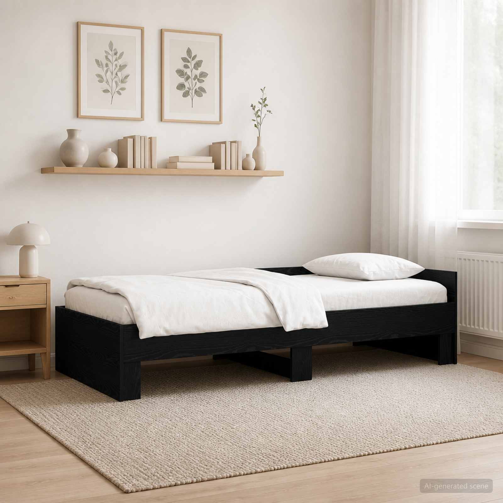 Sängram med huvudgavel Svart ek 80 x 200 cm Konstruerat trä