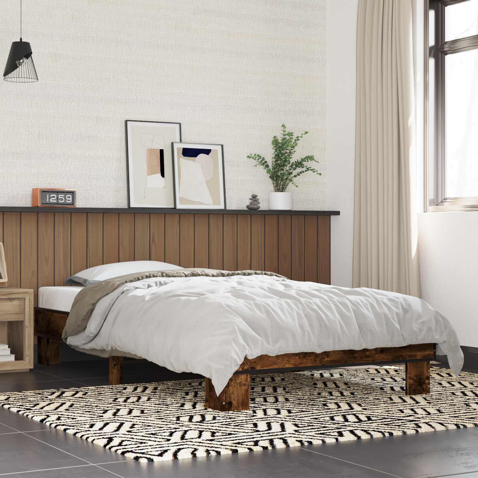 Sängram Rökt ek 80 x 200 cm Konstruerat trä