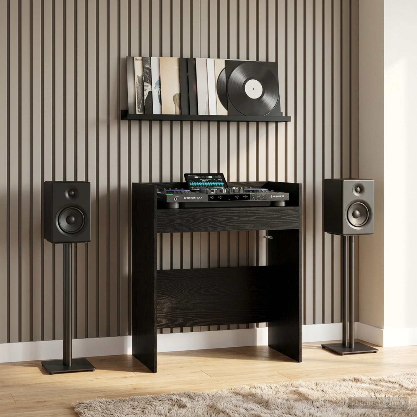 DJ-bord Svart ek 102 x 45 x 102 cm Konstruerat trä